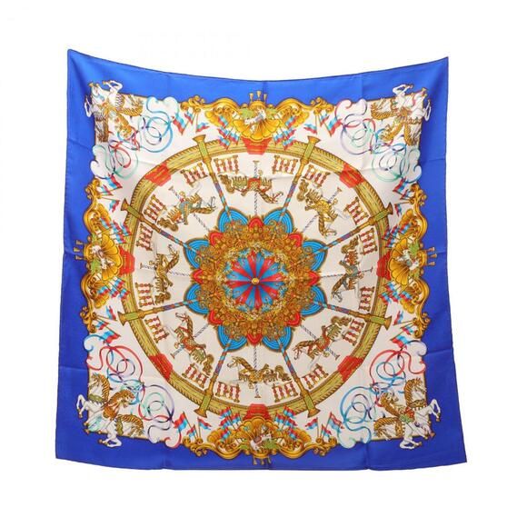 HERMES Authentic White Silk Scarf - Picture 1 of 5
